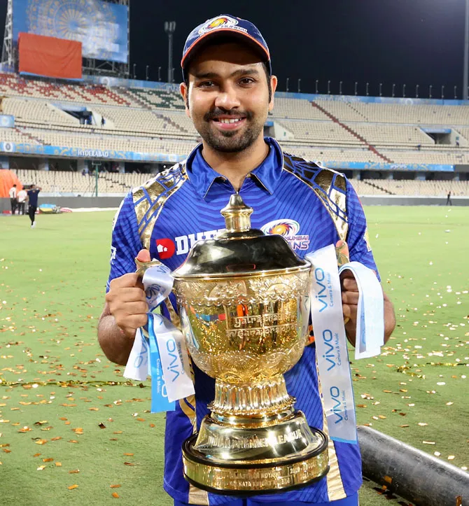 Rohit Sharma with IPL Trophy
