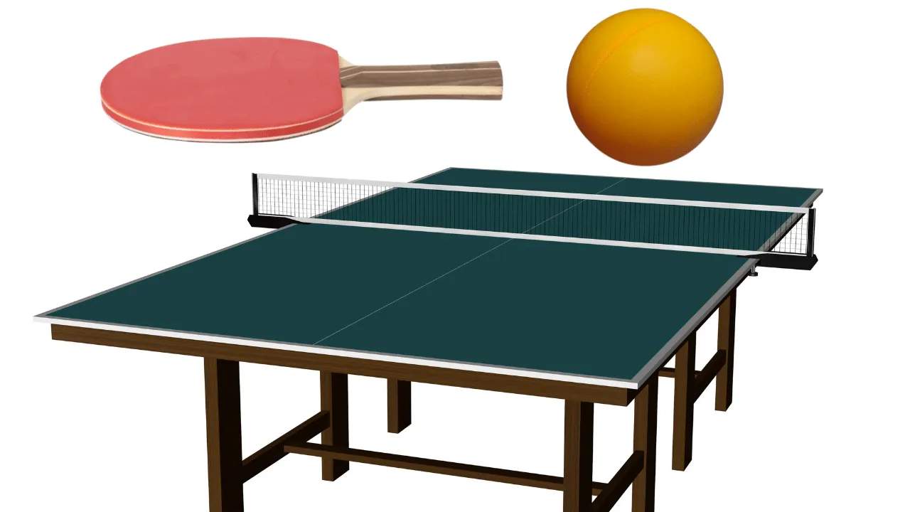 टेबल टेनिस टेबल, चेंडू, रॅकेट