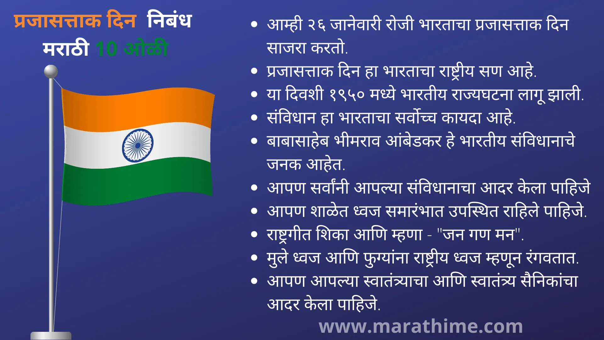 प्रजासत्ताक दिन निबंध मराठी 10 ओळी-10 Lines on Republic Day in Marathi 1