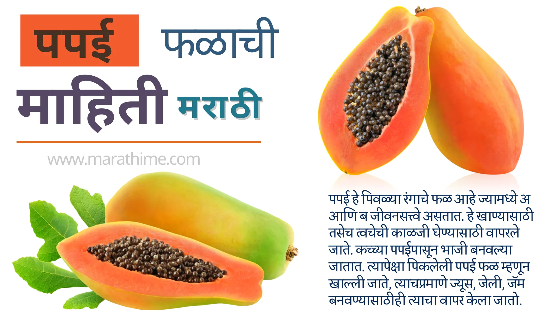 पपई माहिती मराठी-Papaya Information in Marathi