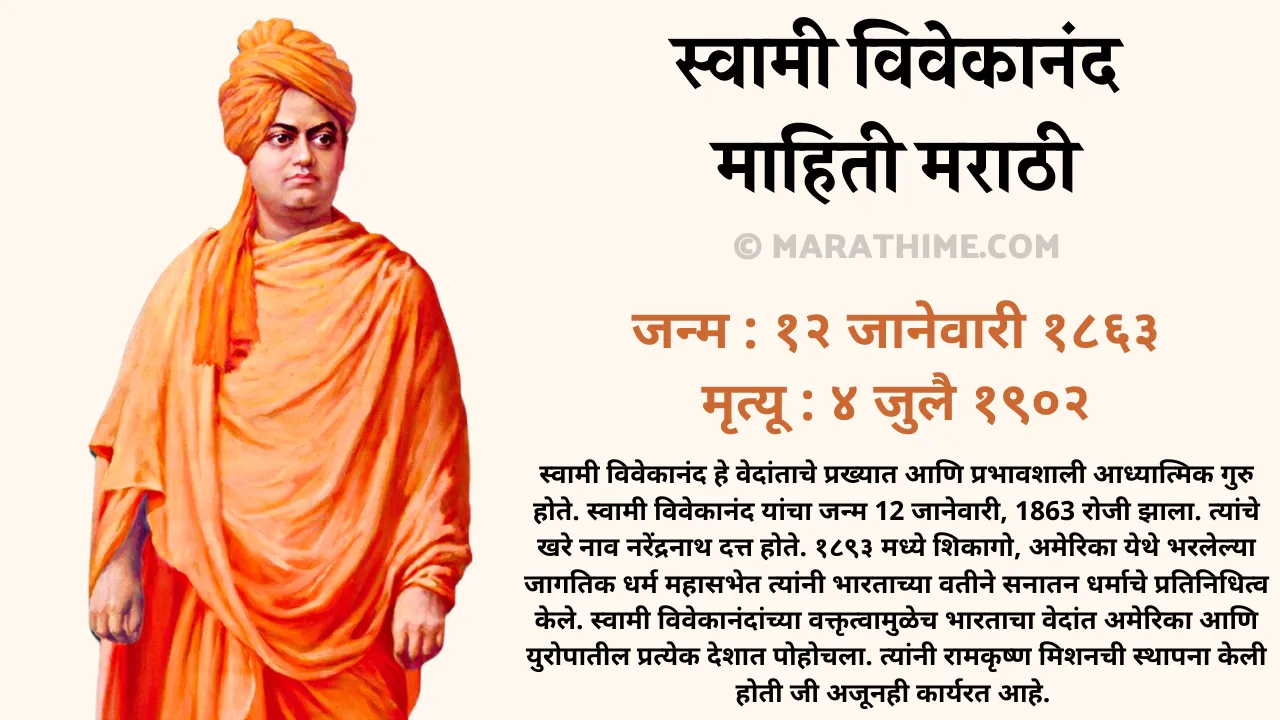 स्वामी विवेकानंद माहिती मराठी–Swami Vivekananda Information in Marathi